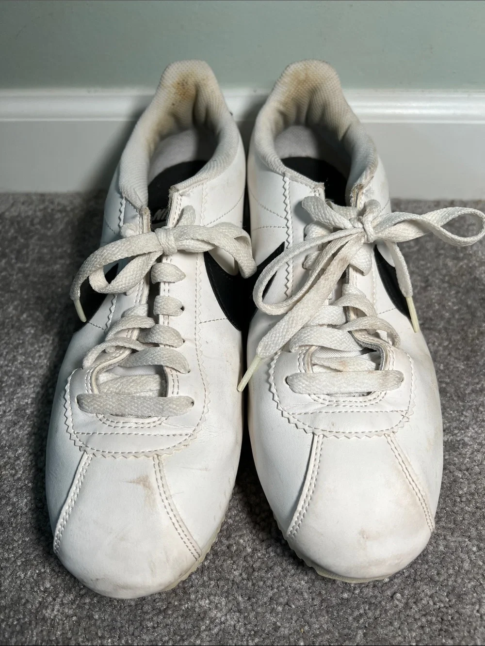 Nike Cortez Sneakers Shoes White with Black  Swoosh size women’s 10